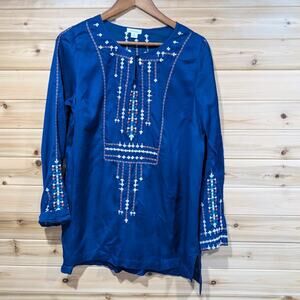 Sundance Top Womens Medium‎ Blue Embroidered Blouse Boho